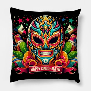 Happy Cinco de Mayo Lucha Libre Mask Pillow