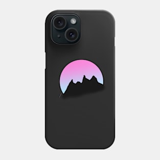 Pink to blue sky mountains sticker Phone Case