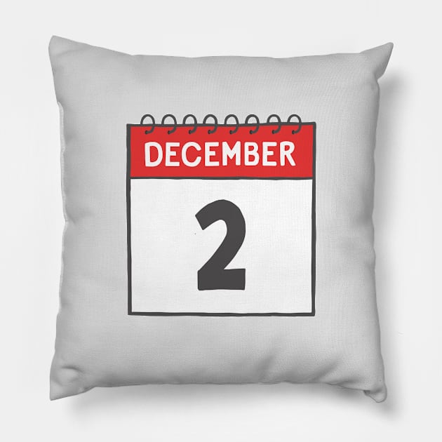 December 2nd Daily Calendar Page Illustration Pillow by jenellemcarter