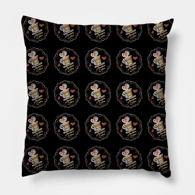 Arabic coffee black pattern Pillow by Muse