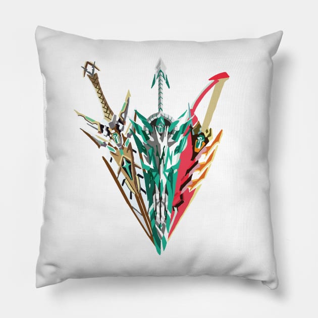 The Three Aegis Swords Pillow by PneumaDesigns