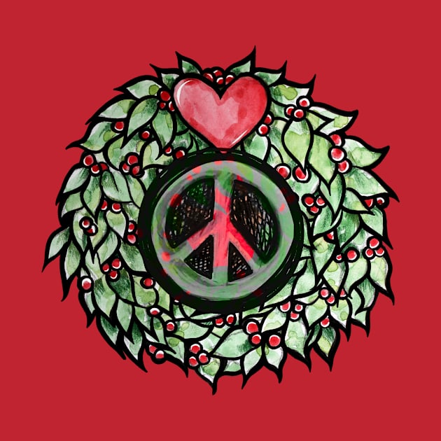 Peace Heart Christmas Wreath by bubbsnugg