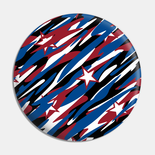 Patriotic Camouflage Red White and Blue with Stars American Pride Abstract Pattern Pin by hobrath