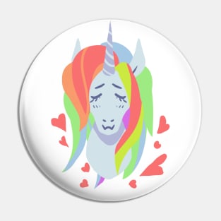 Lovely Rainbow hair cut unicorn hear valentine Pin