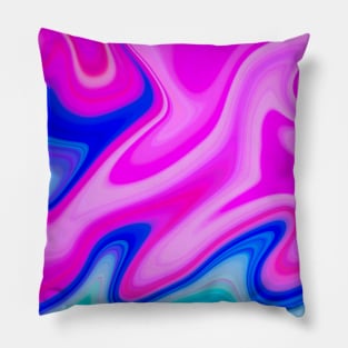 Pink blue abstract liquid fluid art Pillow