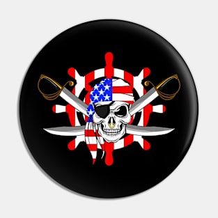 Skull Pirate Patriotic Skeleton Pin