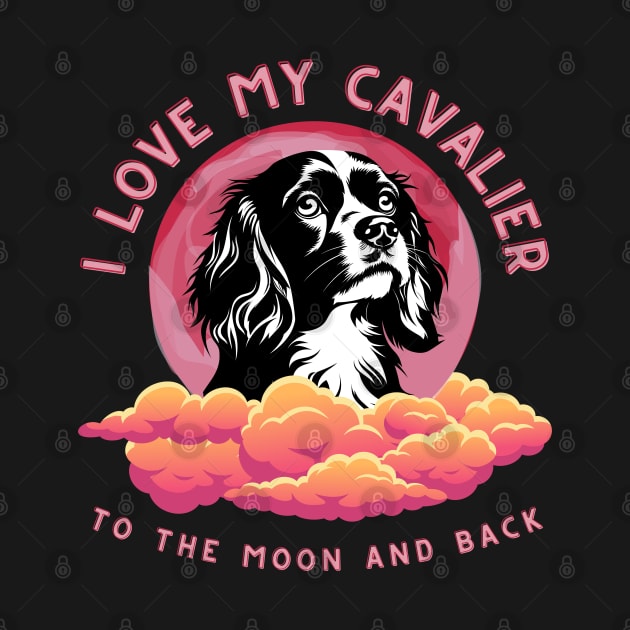 I Love My Cavalier to the Moon and Back | Pink Moon Silhouette by Cavalier Gifts