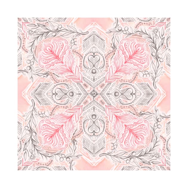 Peaches and Cream Doodle Tile Pattern by micklyn