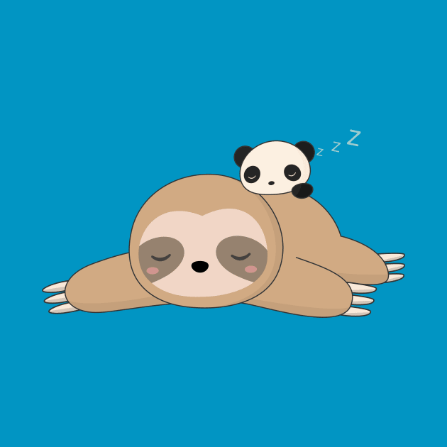 Kawaii Lazy Sloth and Panda T-Shirt by happinessinatee