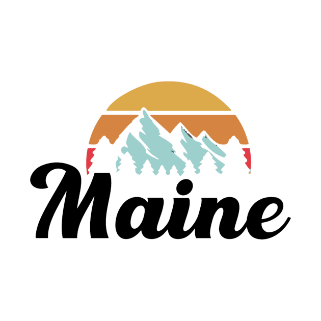 Vintage Retro Maine Mountains Design by Wicked Zebra