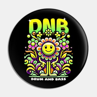 DNB - Floral Smiley Vibes (Lime/orange) Pin