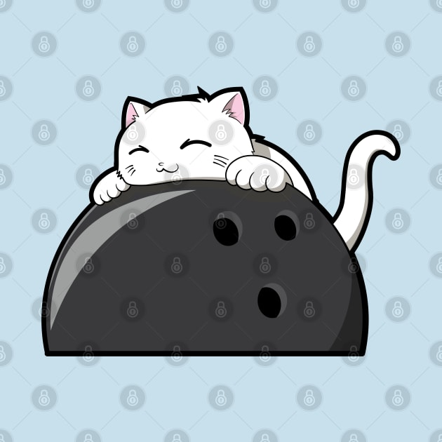 Cute Cat Hugging A Bowling Ball by The Kitten Gallery