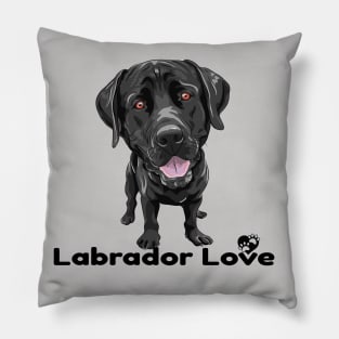 Black Lab Labrador Retriever Love Paw Logo Cartoon Dog Pillow