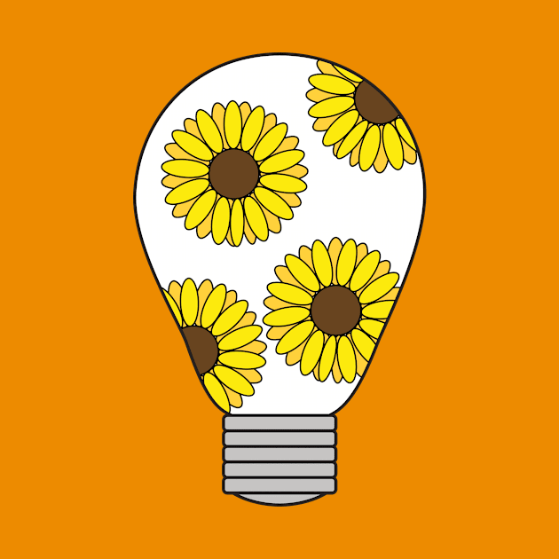 Light bulb with yellow sunflowers by Nice Surprise