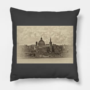 Valletta, Malta antiqued Pillow