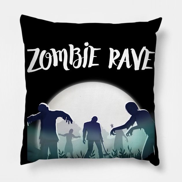 Zombie Rave! Halloween T-shirt Pillow by Johan13