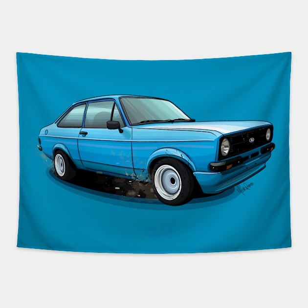 Ford Escort RS2000 Tapestry by Mario Ramos Rally Art