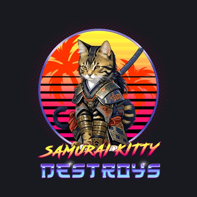 Funny Anime Manga Samurai Kitty Neko Destroys by TEEVEETEES