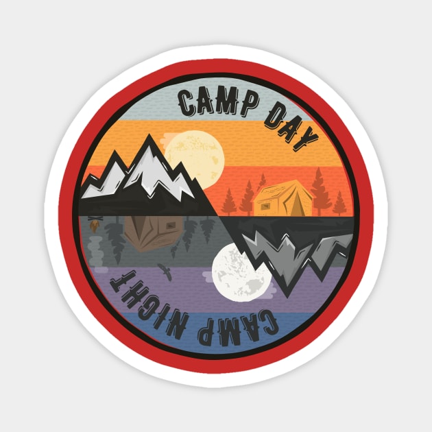 Camp Day | Camp Night Retro Magnet by Chichid_Clothes