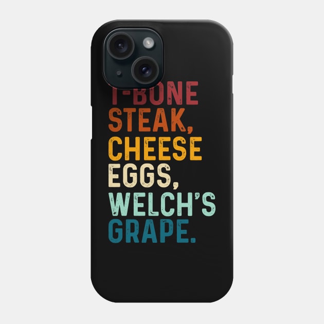 Retro T-Bone Steak, Cheese Eggs, Welch's Grape Phone Case by TeeTypo
