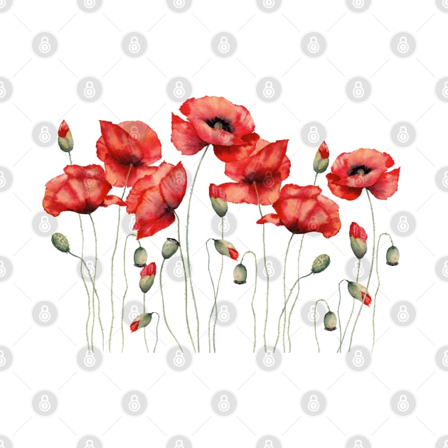 Red poppies painting by InnaPatiutko