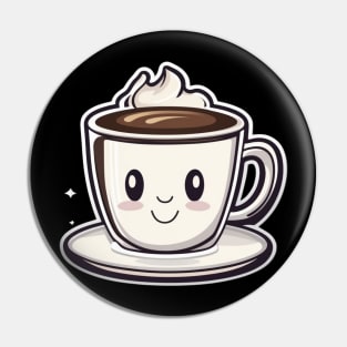 Happy cute coffee cup smiling Pin