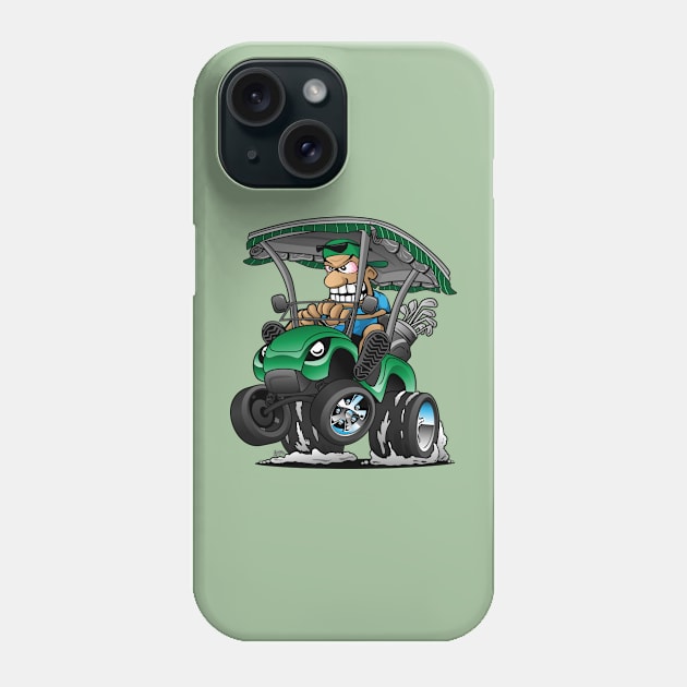 Funny Golf Cart Hotrod Golf Car Popping a Wheelie Cartoon Phone Case by hobrath