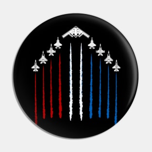 USA Red White and Blue Fighter Jets 4th of July Funny Patriotic Pin