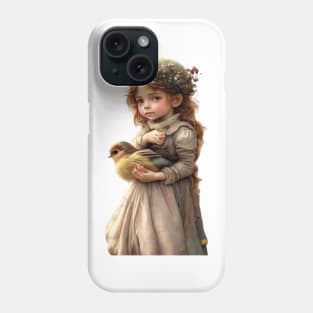 Cute girl carrying a bird Phone Case