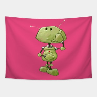 Little Green Robot Tapestry