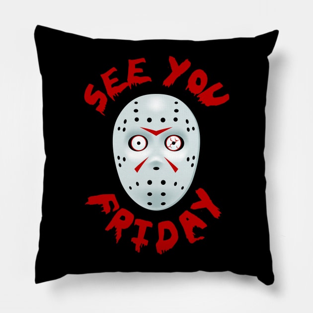 Friday 13th Jason Mask Pillow by JORDYGRAPH