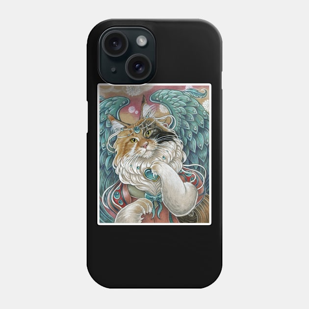 Angel Cat Princess - White Outlined Version Phone Case by Nat Ewert Art