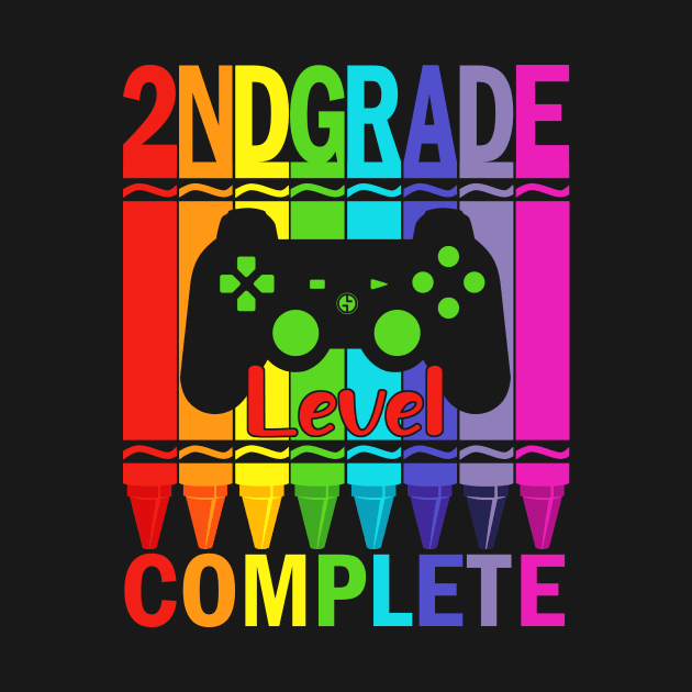 2nd Grade Level Complete Funny Gamer Shirt Back To School Crayons by FONSbually