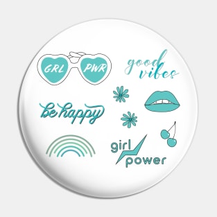 Super cute Teal Girl Power Sticker Pack Pin