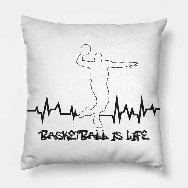 Basketball is Life Heartbeat Pillow by fatpuppyprod