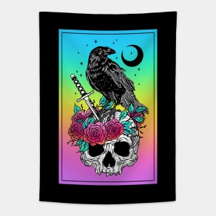 Crow with skull Tapestry