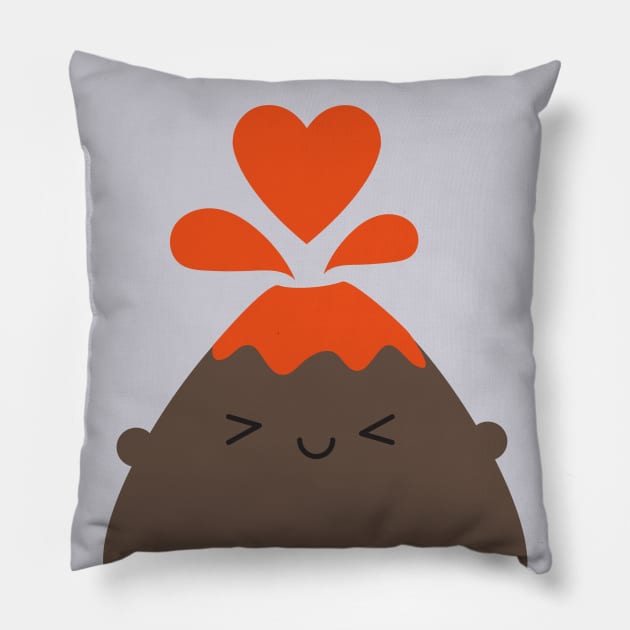 I Lava You Kawaii Volcano Pillow by marcelinesmith