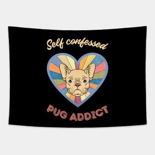 Self confessed pug addict - a retro vintage design Tapestry