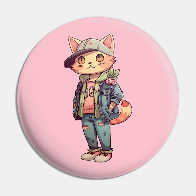 A cute kitty wearing street fashion Pin by AestheticsArt81