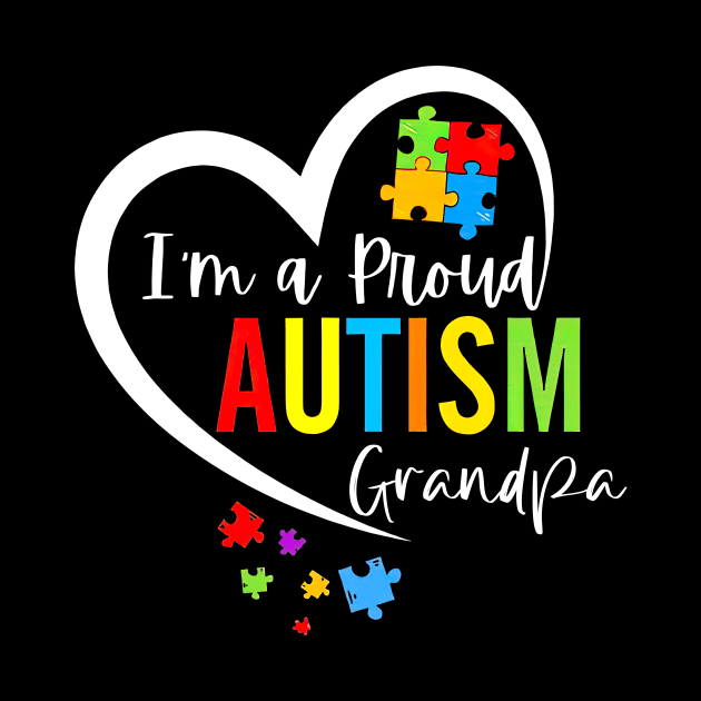 I'm A Proud Autism Grandpa Heart Autism Awareness Puzzle by Ripke Jesus