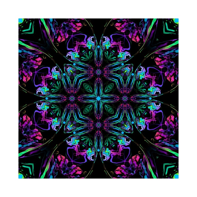 Neon Floral Flower Mandala by Moon Art