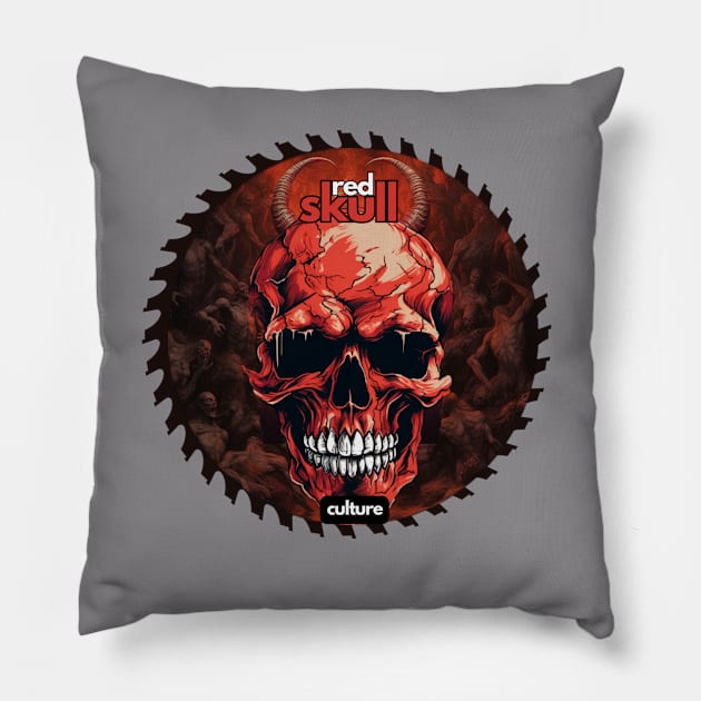 Red Skull Culture, Festival t-shirt, Unisex t-shirt, tees, men's t-shirt, women's t-shirt, summer t-shirt, trendy t-shirt with horns, gifts Pillow by Clinsh Online 