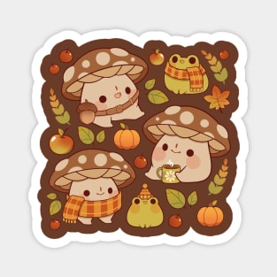 Mushroom and froggie fall Magnet