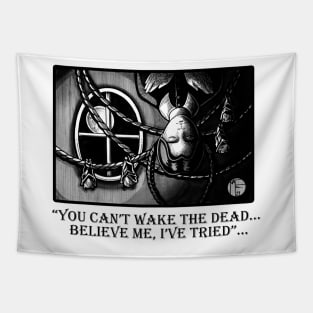 Wednesday Napping With Bats - You Can't Wake The Dead - Black Outlined Version Tapestry