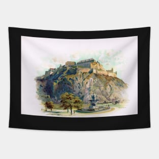 Edinburgh castle & rock circa 1900 Tapestry