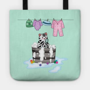 Cute Cat Taking Shower Tote