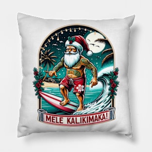 Mele Kalikimaka - surfing Santa Pillow