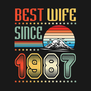 Best Wife Since 1987 Happy Wedding Married Anniversary For 33 Years T-Shirt