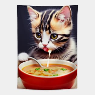 Baby Cat & Soup Tapestry