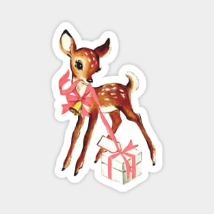 Retro Christmas Reindeer with Gift Magnet